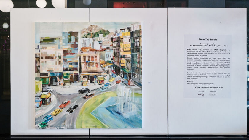 From the Studio exhibition at Moxy Athens City featuring graduates of the Athens School of Fine Arts.