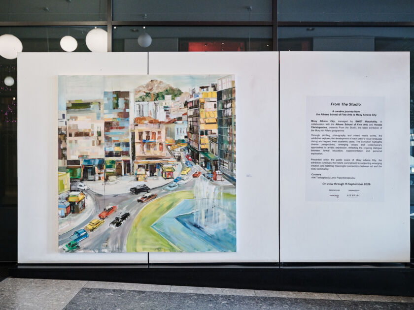 From the Studio exhibition at Moxy Athens City featuring graduates of the Athens School of Fine Arts.